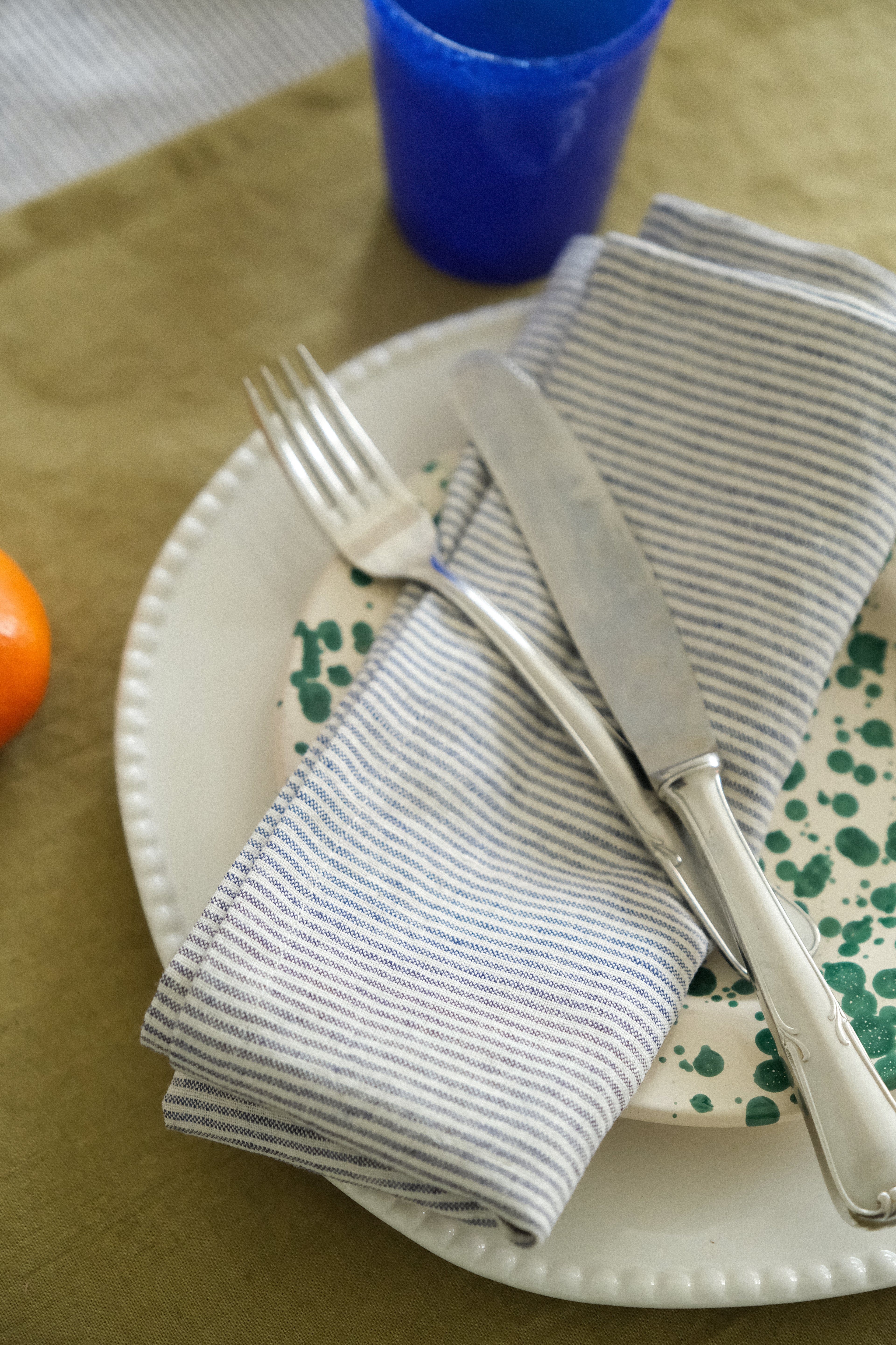 serviette rayée lin et coton