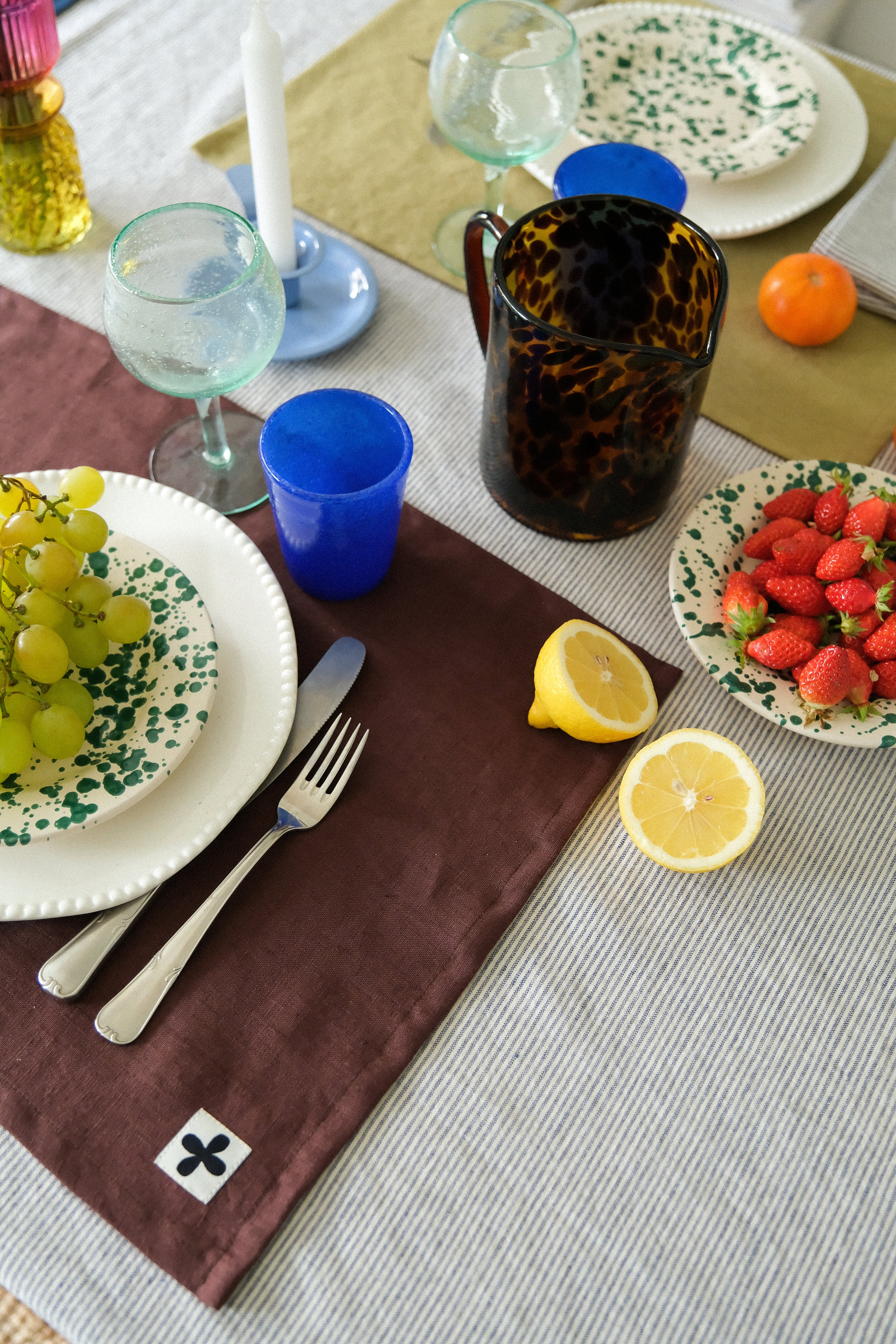 set de table marron lin