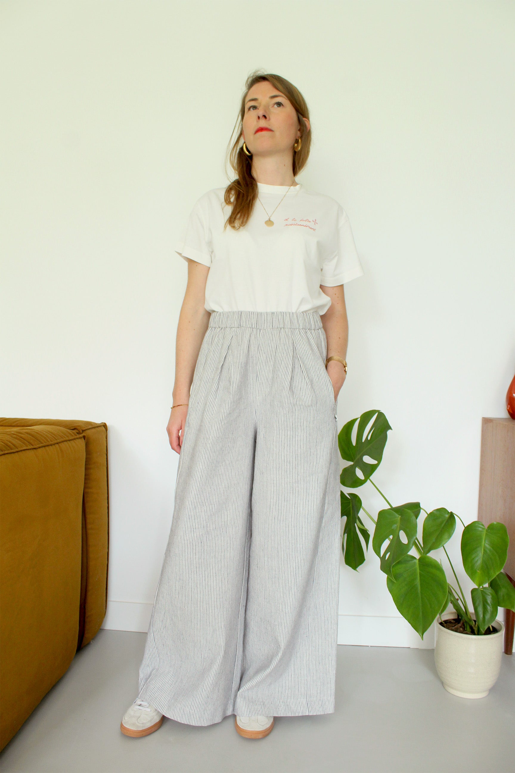 pantalon femme large lin