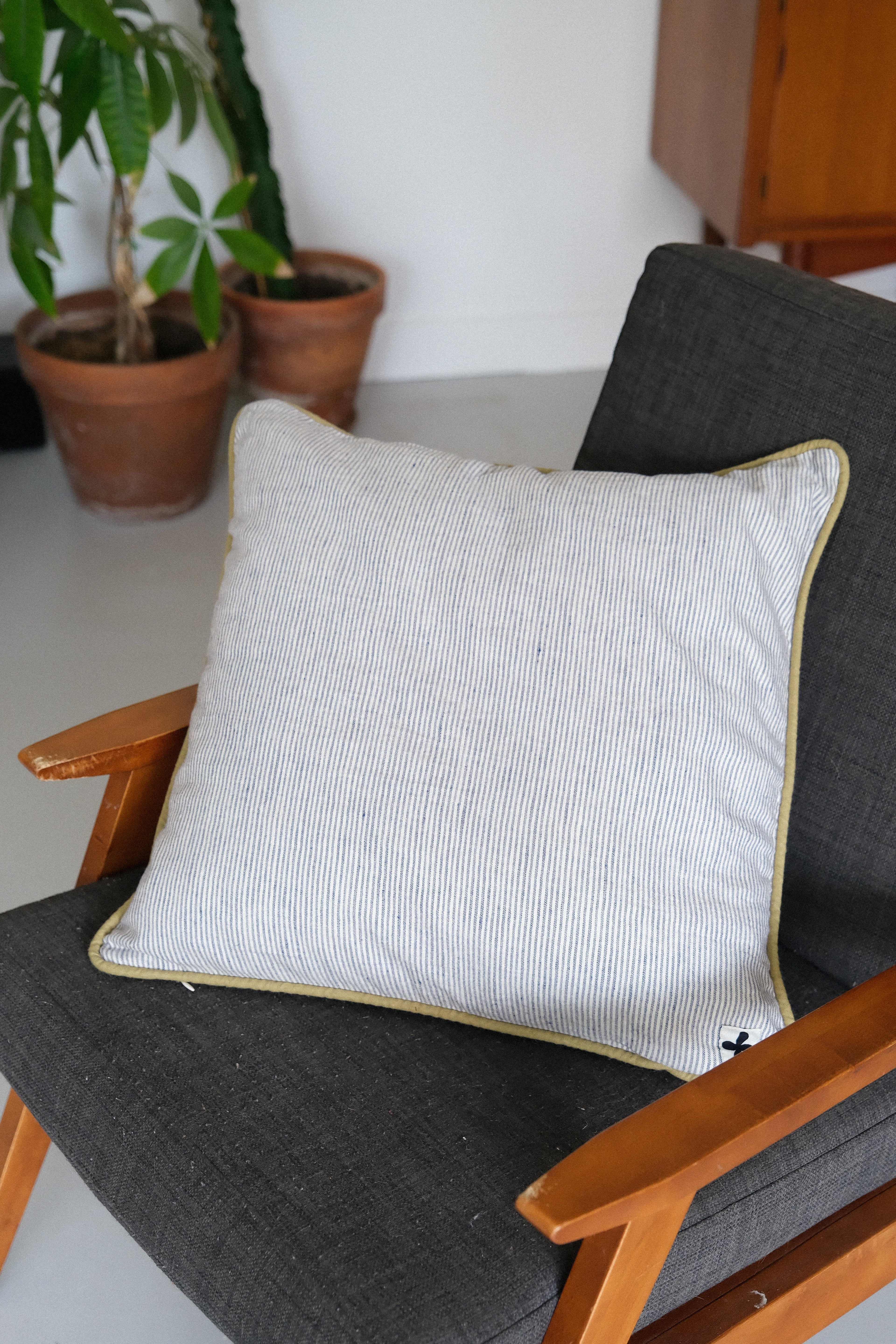 coussin carré rayure bleu