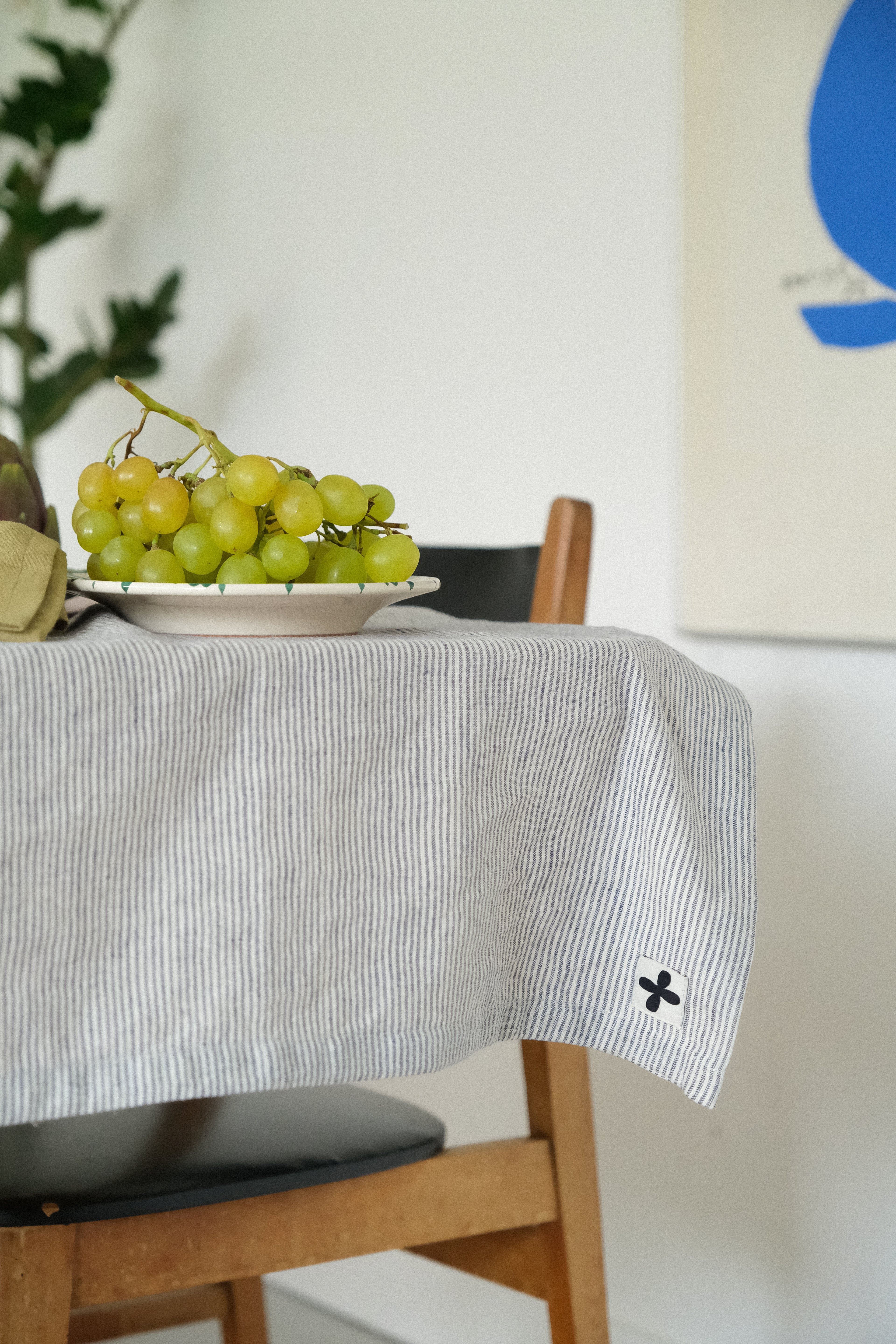 nappe rayure bleu lin