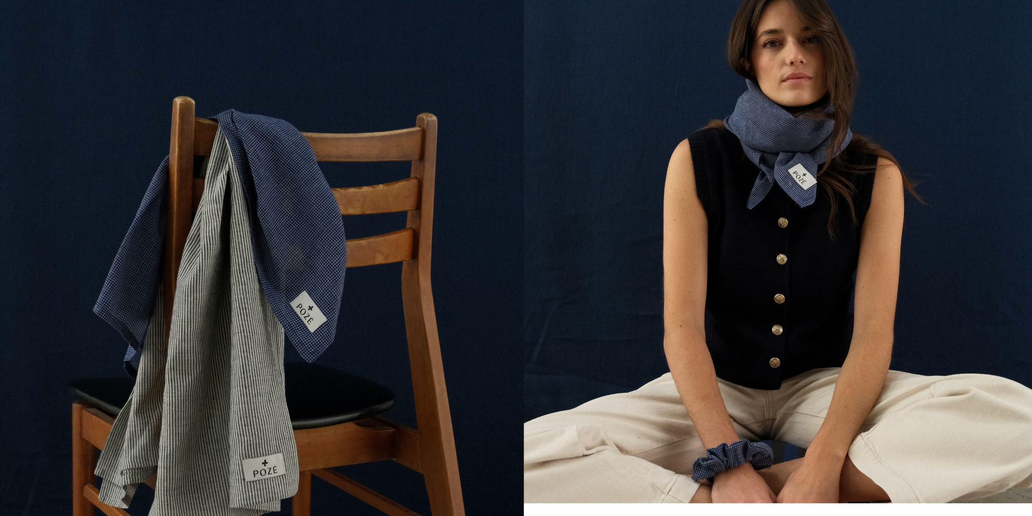 foulard sur chaise et foulard porté avec chouchou